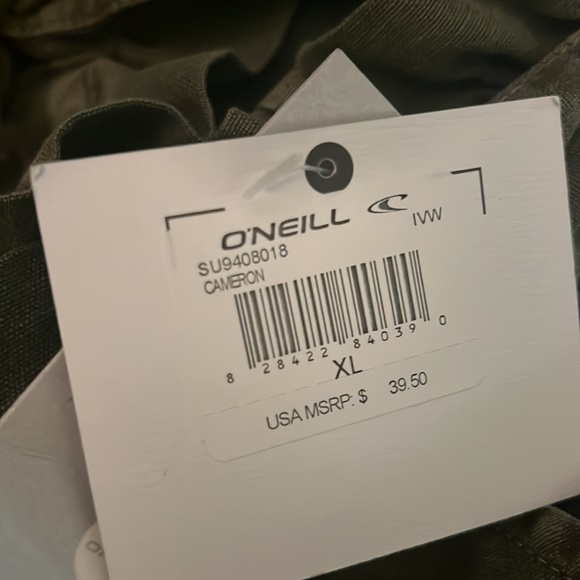 NWT O’Neill Cameron Shorts. Olive green. Size XL. 2 front pockets. Drawstring - Picture 5 of 6